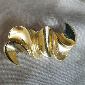 MODERN ART golden tone metal pin